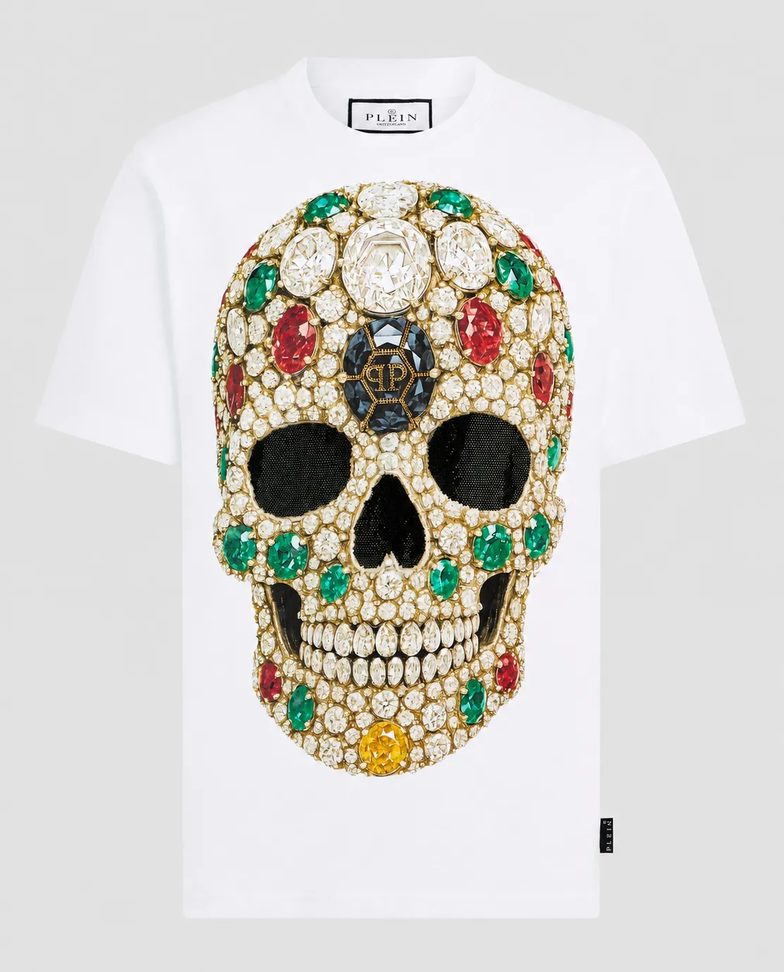 Biały t-shirt z kolorową czaszką - Image #0