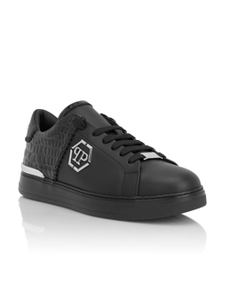 Czarne skórzane sneakersy ICON Cocco Mix - Image #1