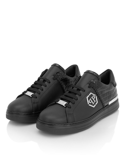 Czarne skórzane sneakersy ICON Cocco Mix - Image #2