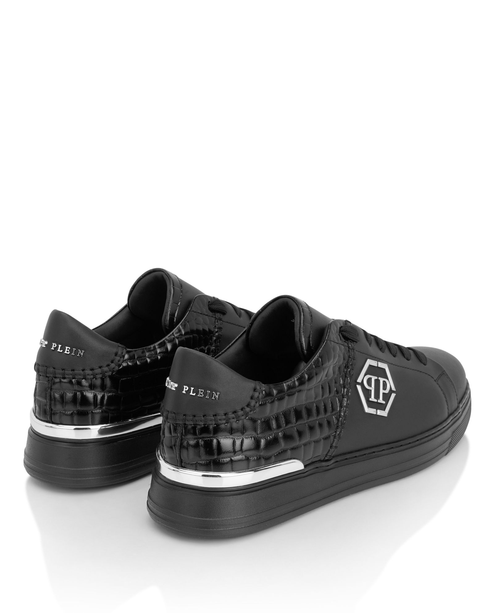 Czarne skórzane sneakersy ICON Cocco Mix - Image #3