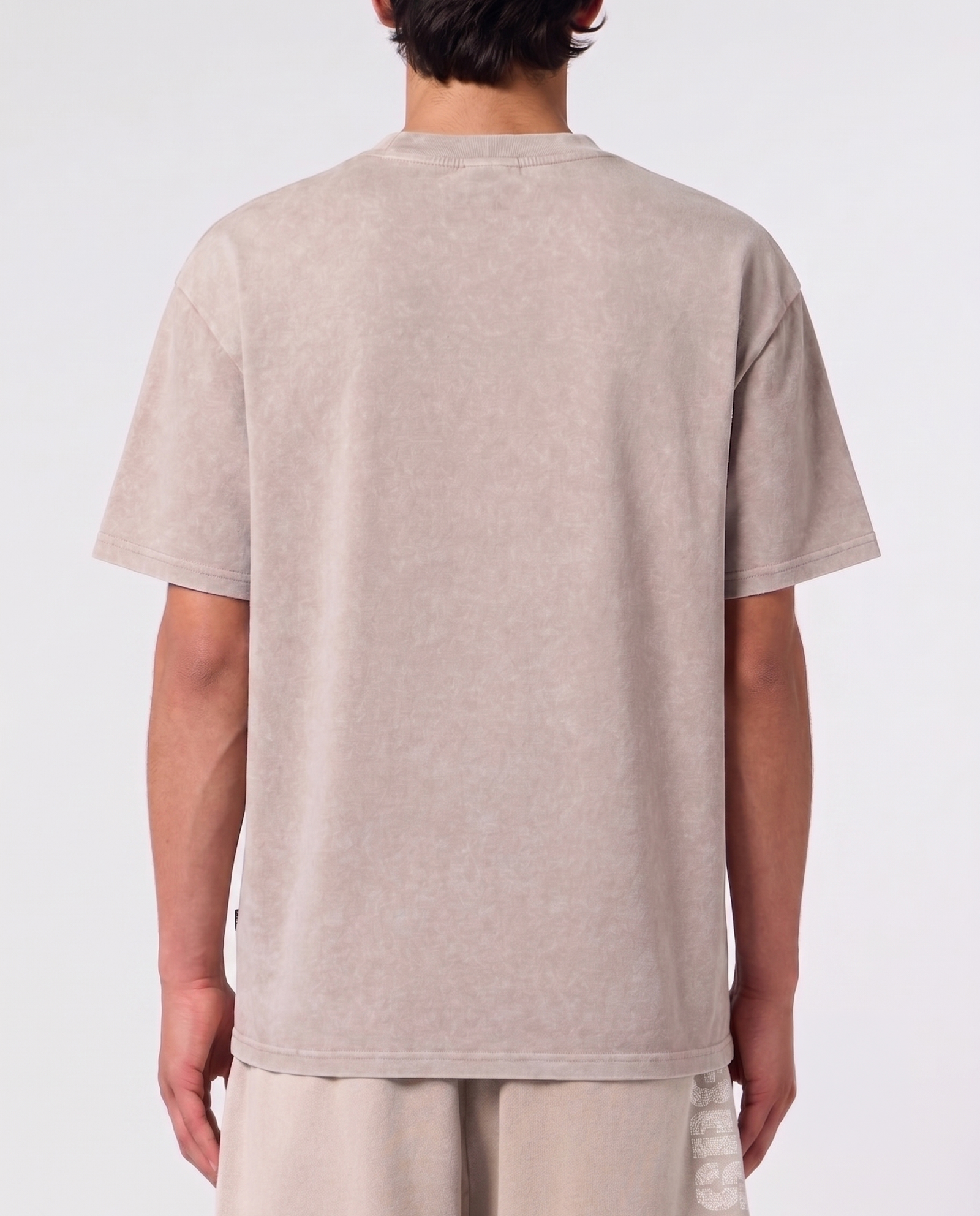 Beżowy t-shirt z efektem sprania - Image #2