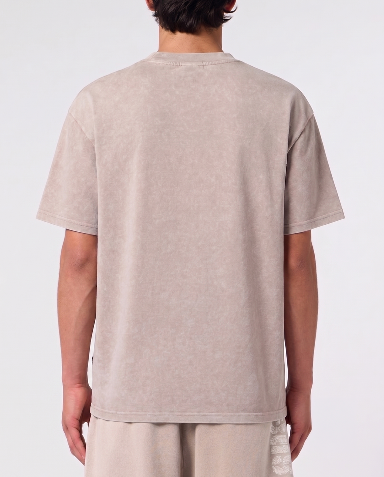 Beżowy t-shirt z efektem sprania - Image #2
