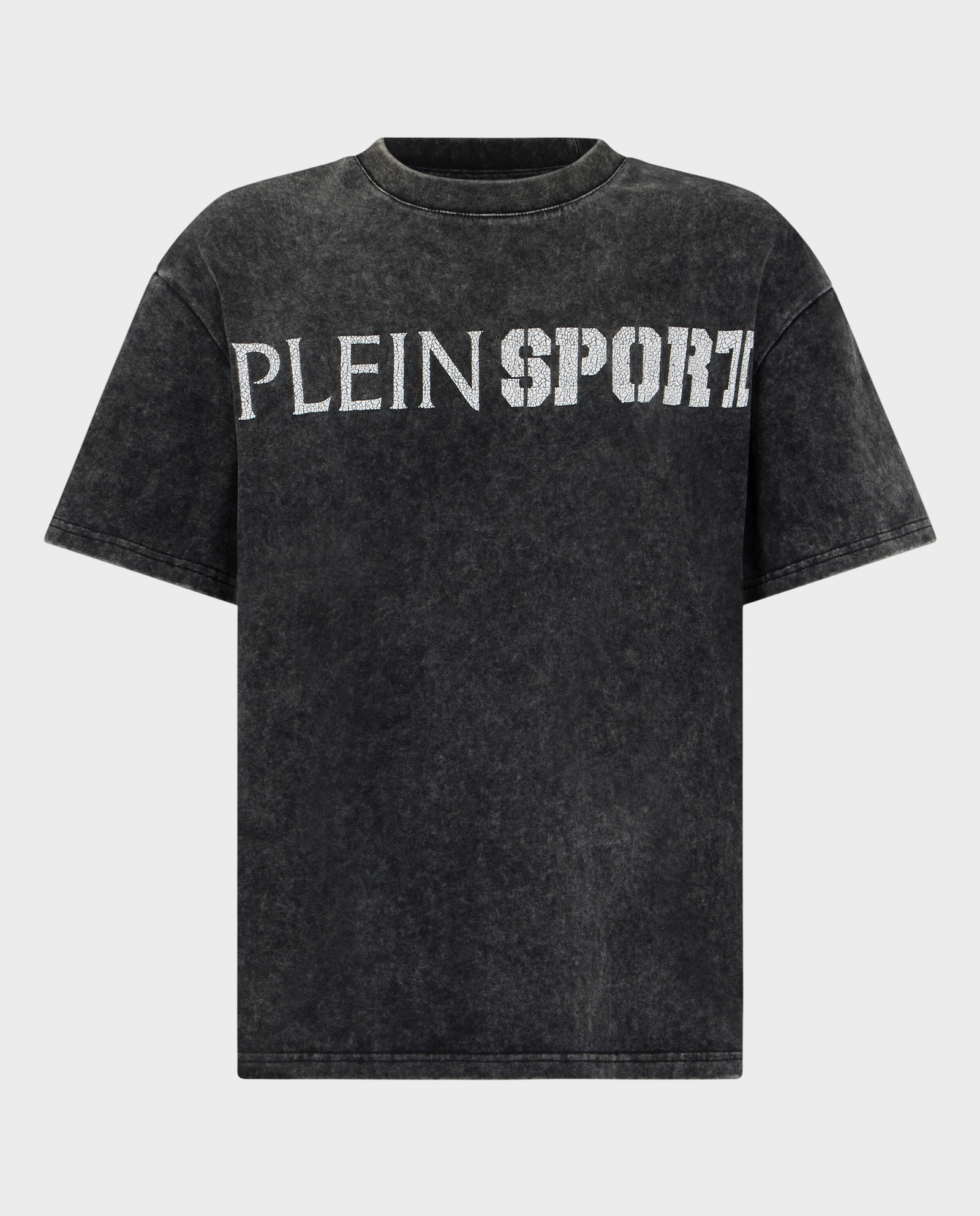 Czarny t-shirt z efektem sprania - Image #0