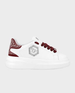Białe sneakersy z bordowymi detalami Megastar Strass - Image #0