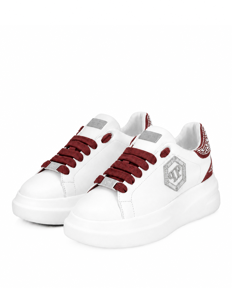 Białe sneakersy z bordowymi detalami Megastar Strass - Image #2