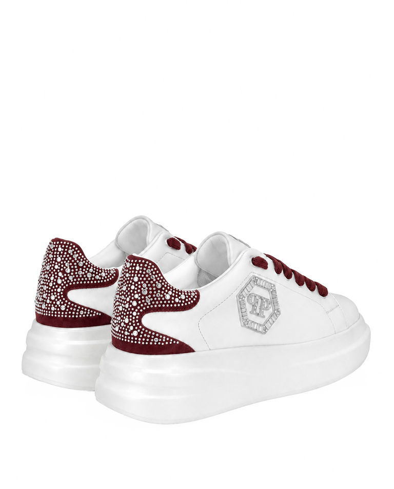 Białe sneakersy z bordowymi detalami Megastar Strass - Image #3