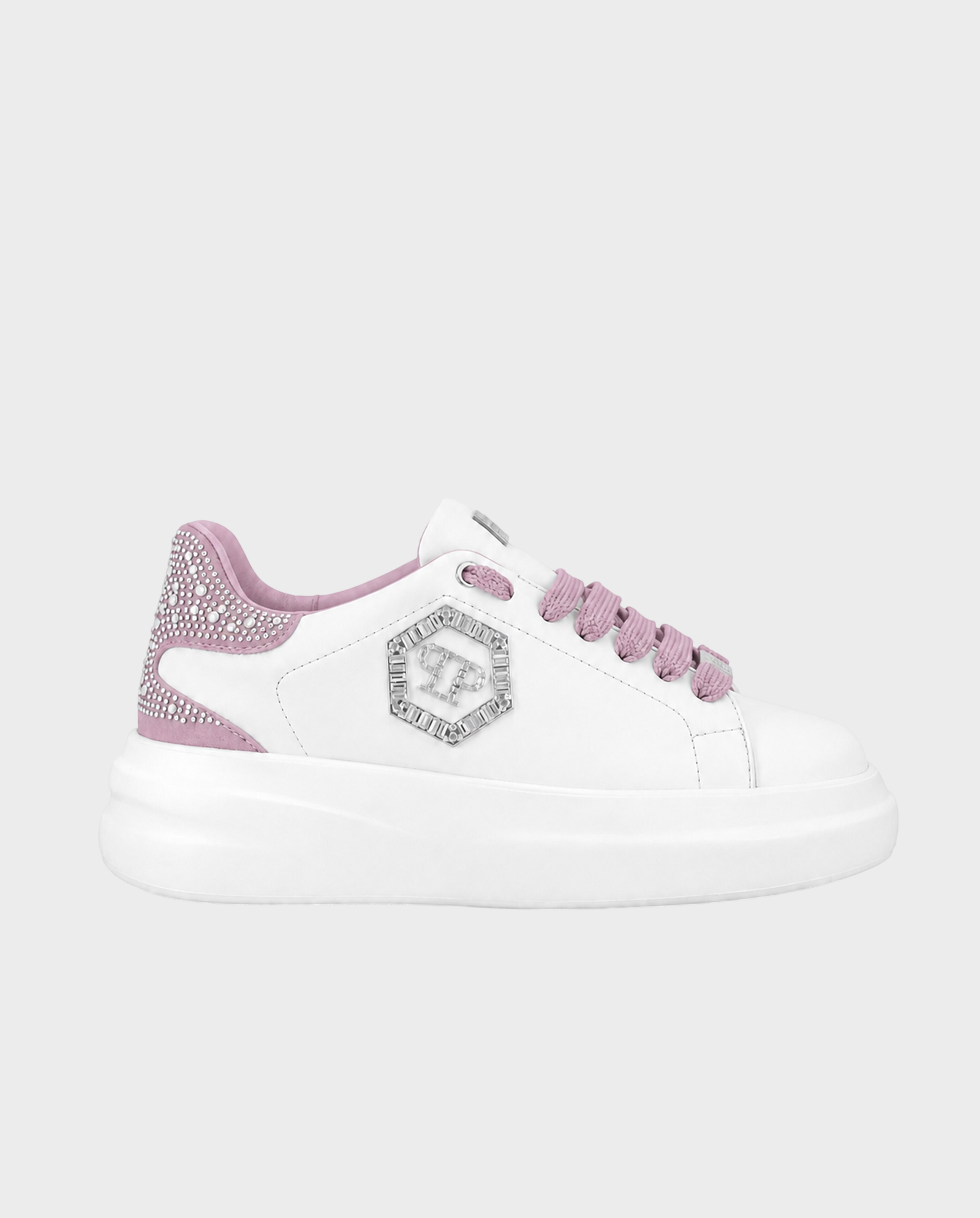 Białe sneakersy z różowymi detalami Megastar Strass - Image #0