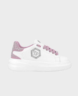 Białe sneakersy z różowymi detalami Megastar Strass - Image #0