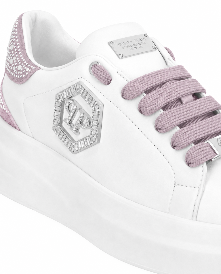 Białe sneakersy z różowymi detalami Megastar Strass - Image #6