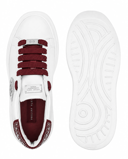 Białe sneakersy z bordowymi detalami Megastar Strass - Image #5