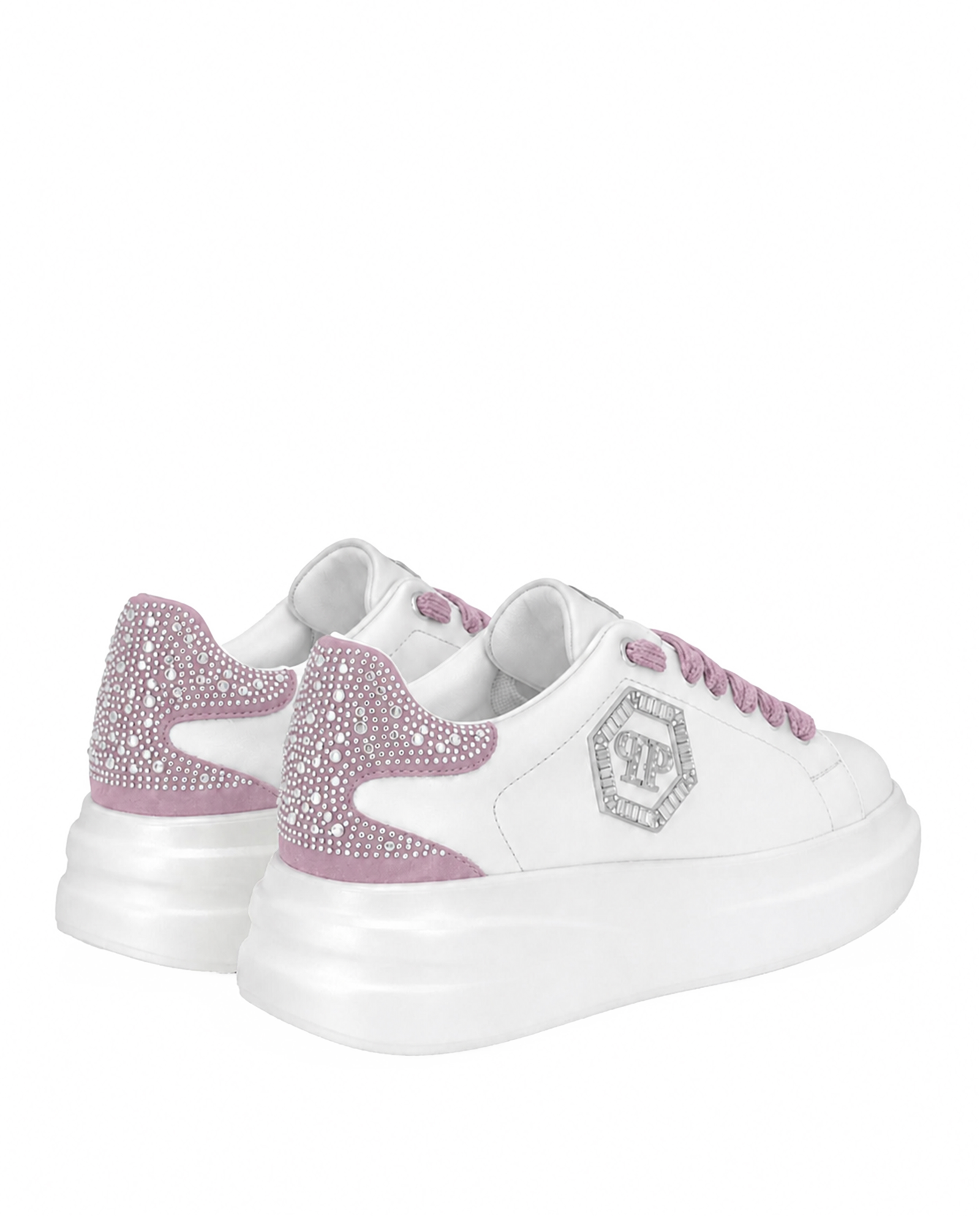 Białe sneakersy z różowymi detalami Megastar Strass - Image #3