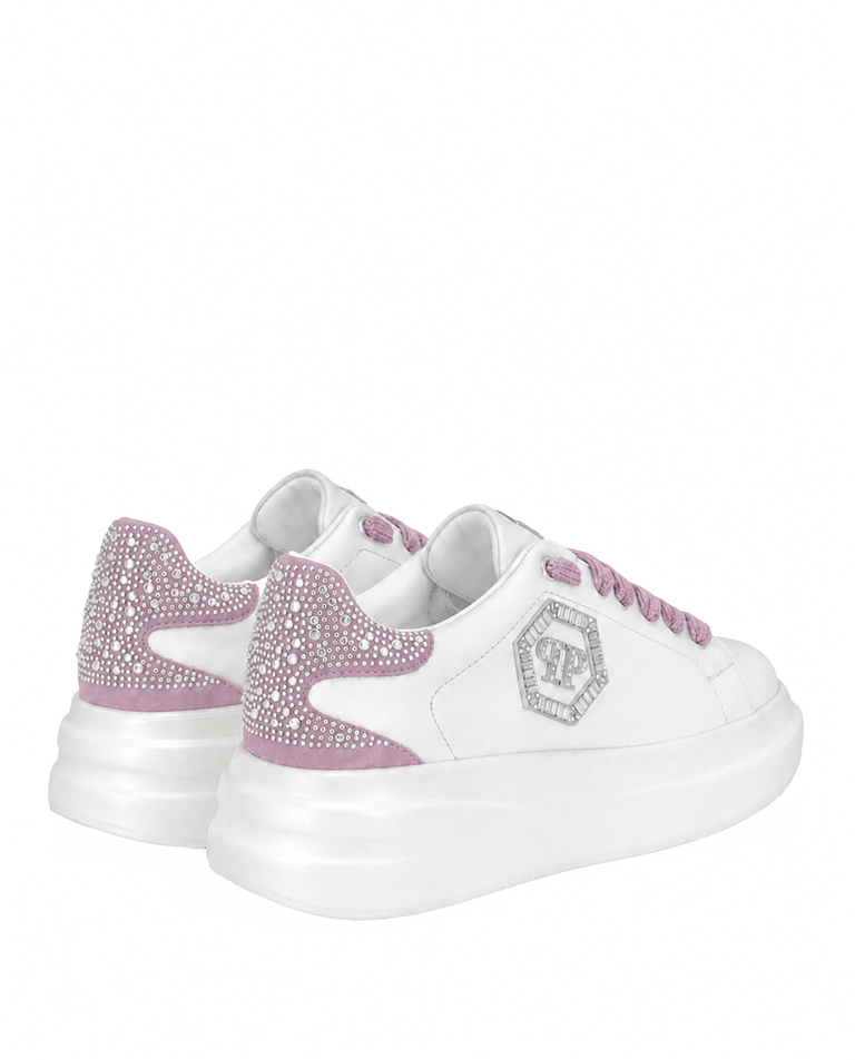Białe sneakersy z różowymi detalami Megastar Strass - Image #3