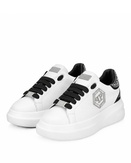 Białe sneakersy z czarnymi detalami Megastar Strass - Image #2