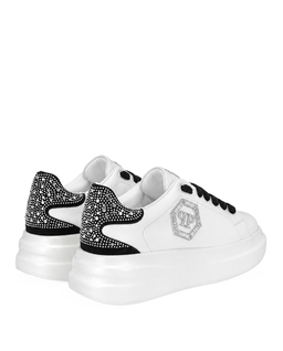 Białe sneakersy z czarnymi detalami Megastar Strass - Image #3