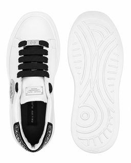 Białe sneakersy z czarnymi detalami Megastar Strass - Image #5