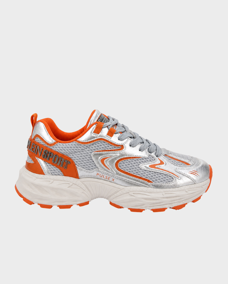 Metaliczne sneakersy z pomarańczowymi detalami Pulse X