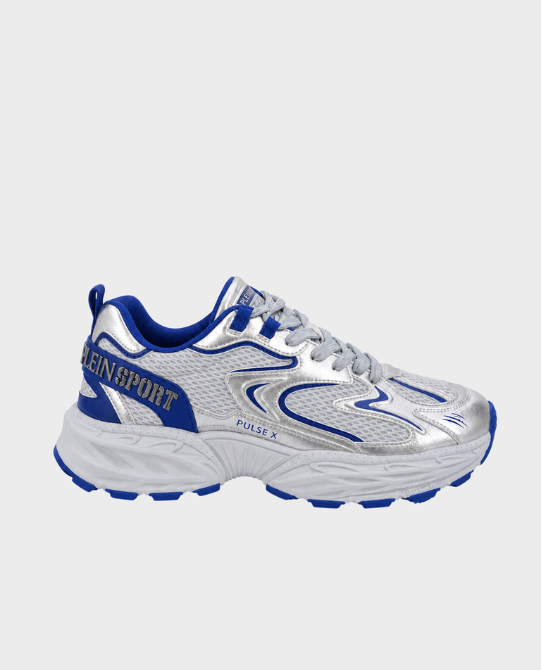 Metaliczne sneakersy z niebieskimi detalami Pulse X