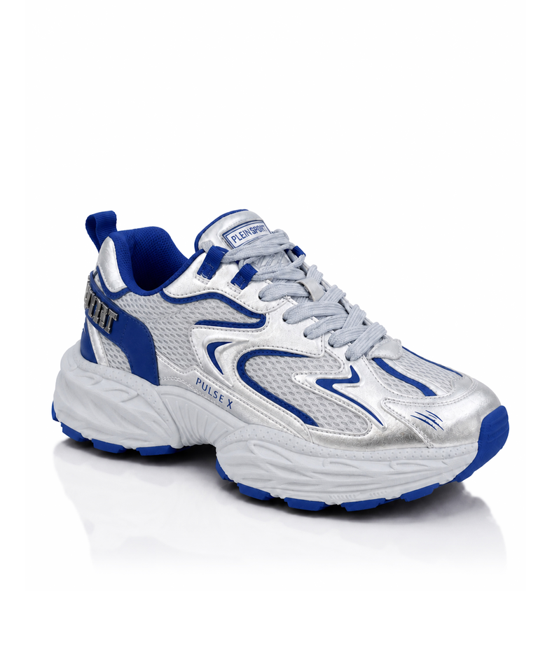 Metaliczne sneakersy z niebieskimi detalami Pulse X