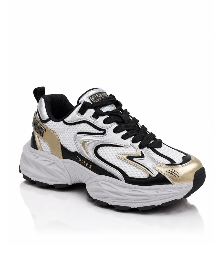 Białe sneakersy ze złotymi elementami Pulse X