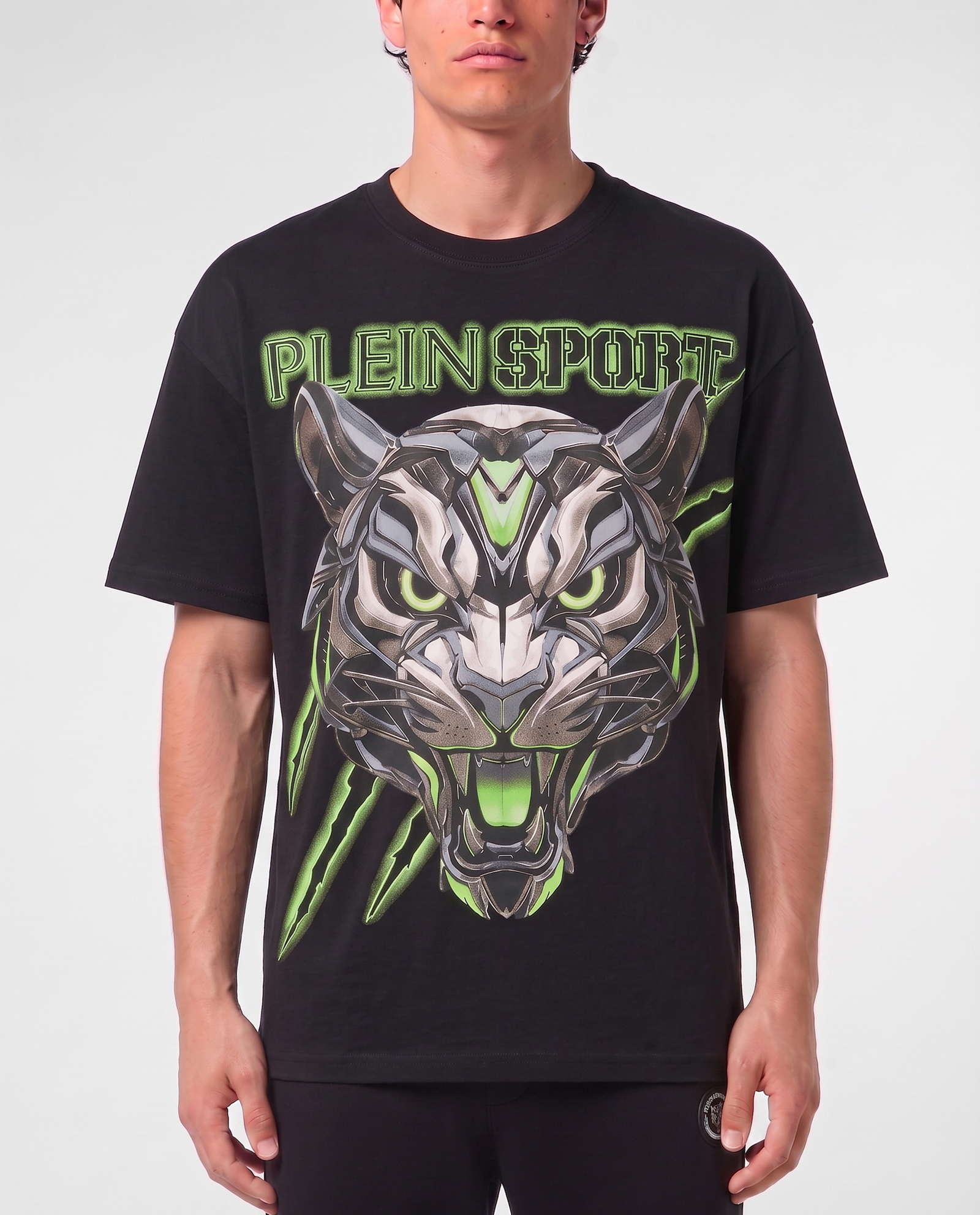 Czarny t-shirt Fluo Tiger - Image #1