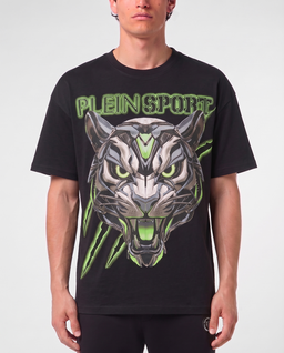 Czarny t-shirt Fluo Tiger - Image #1