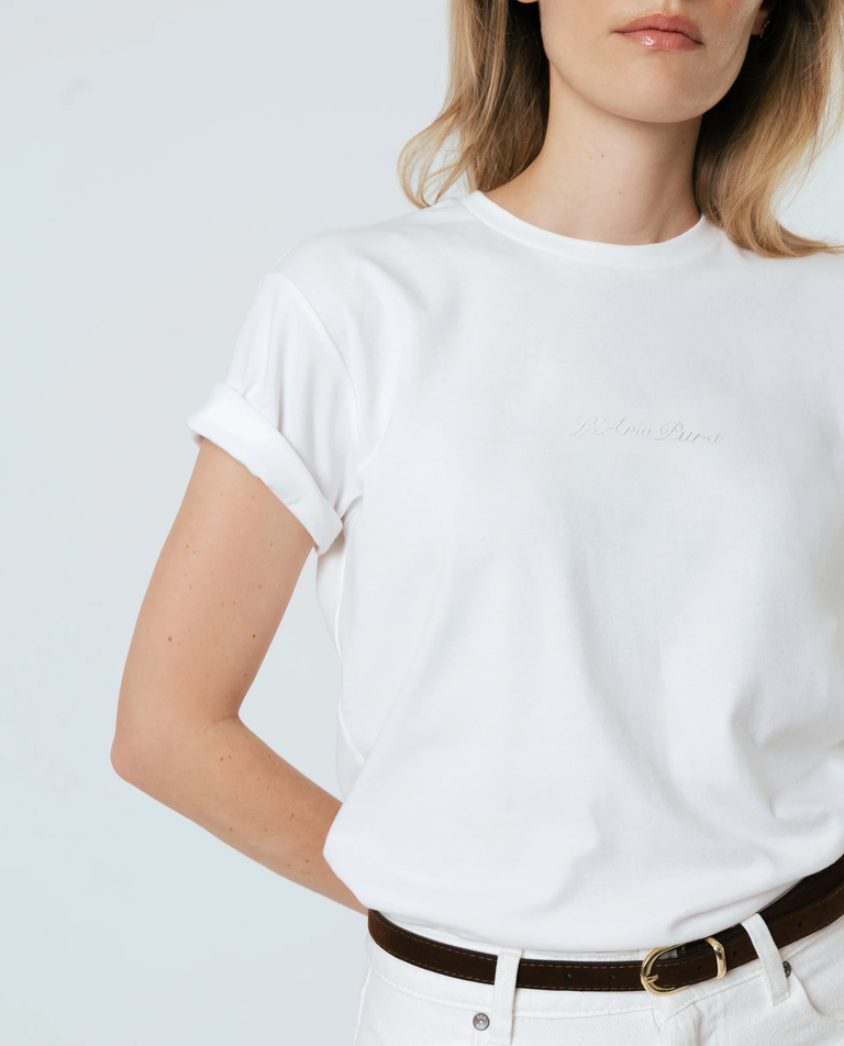 Biały t-shirt L'Aria Pura Embroidery Tee - Image #3