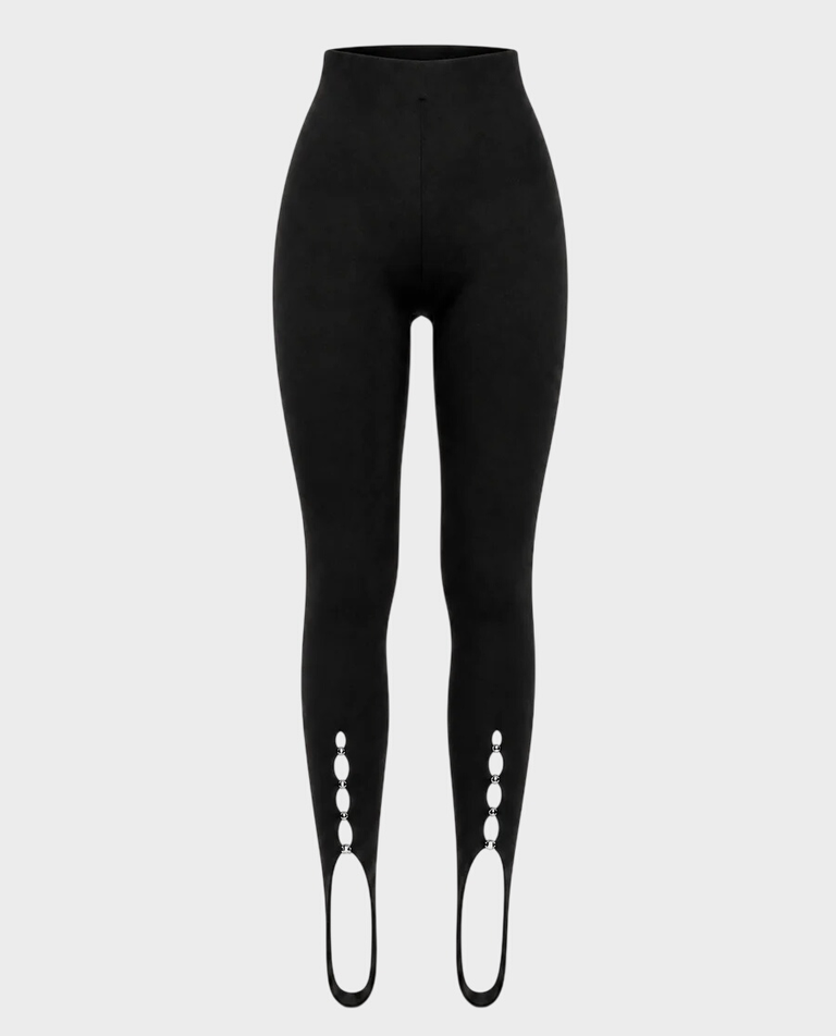 Czarne legginsy z haftkami Serpente