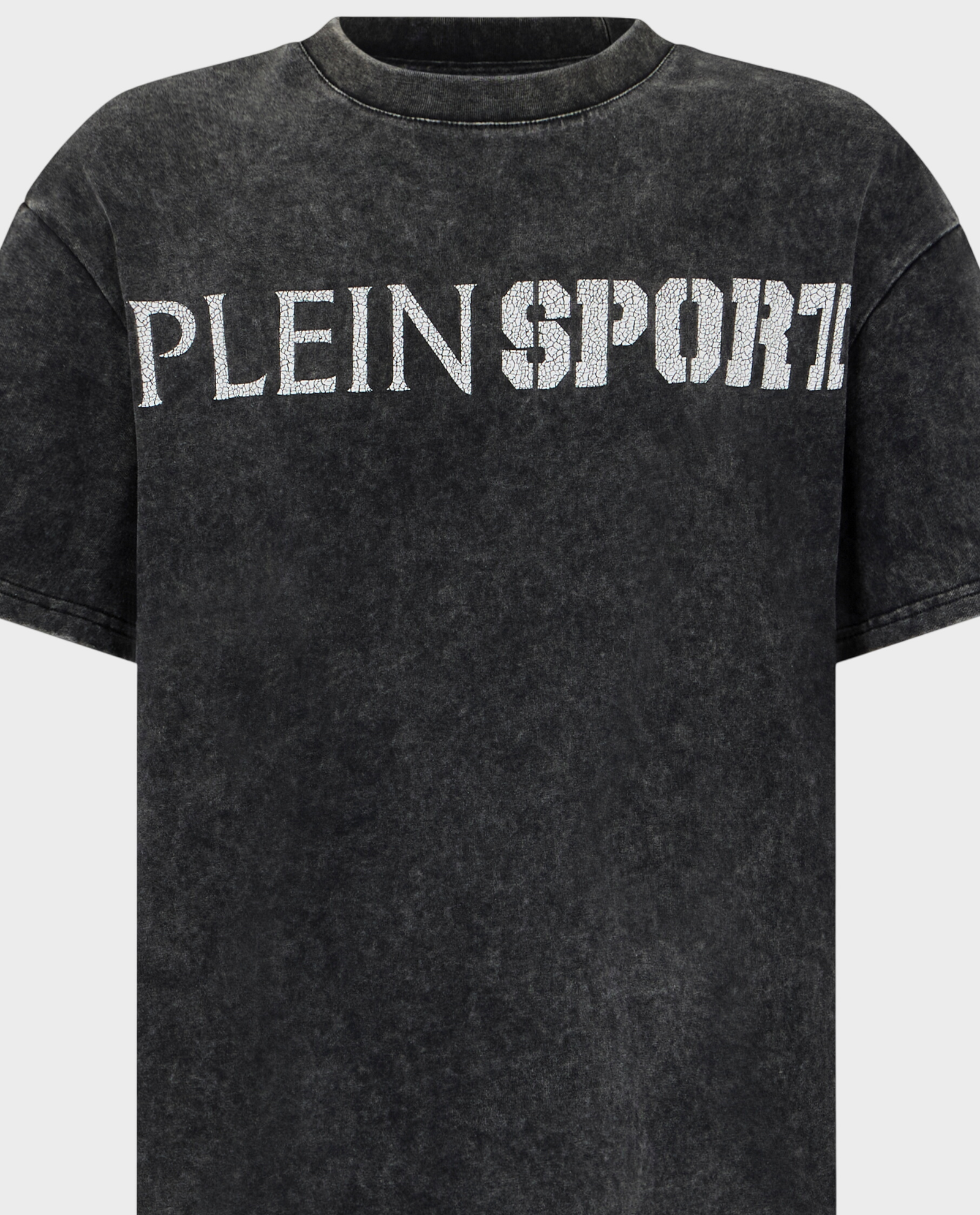 Czarny t-shirt z efektem sprania - Image #1
