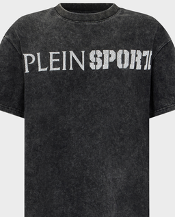 Czarny t-shirt z efektem sprania - Image #1