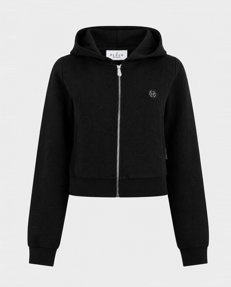 Czarna bluza z żakardowym monogramem