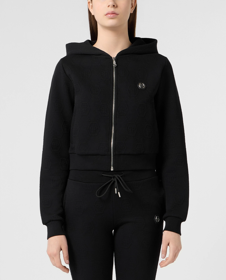 Czarna bluza z żakardowym monogramem - Image #2
