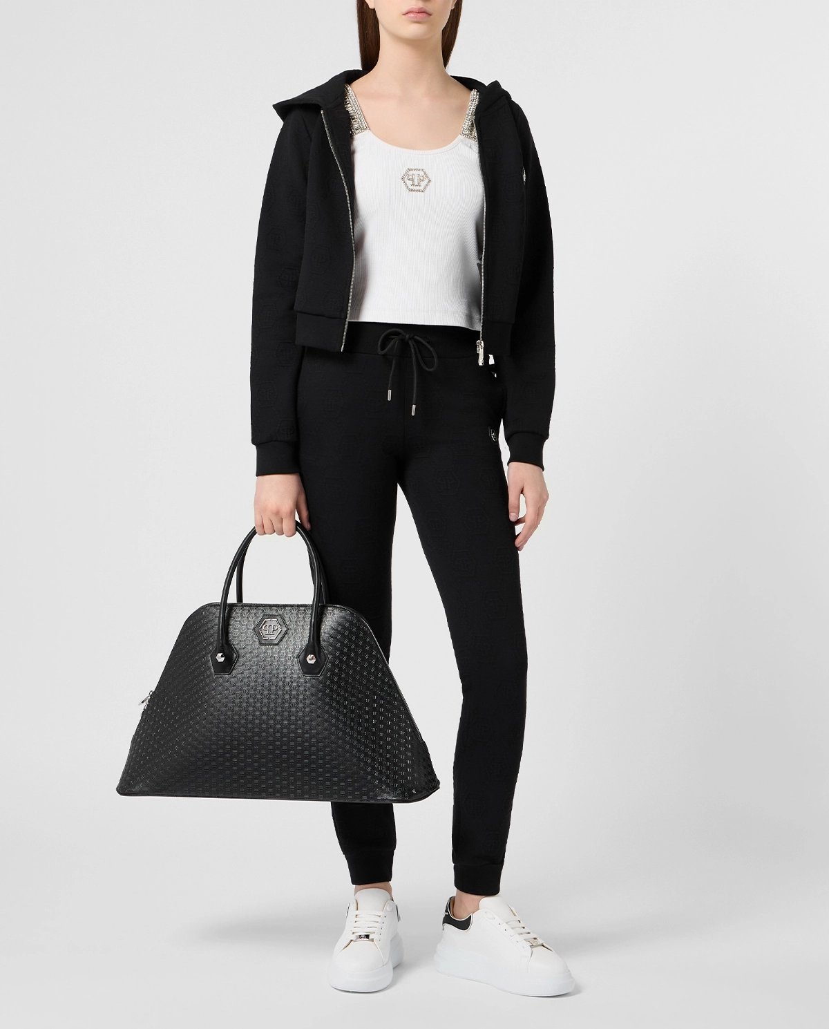 Czarna bluza z żakardowym monogramem - Image #1
