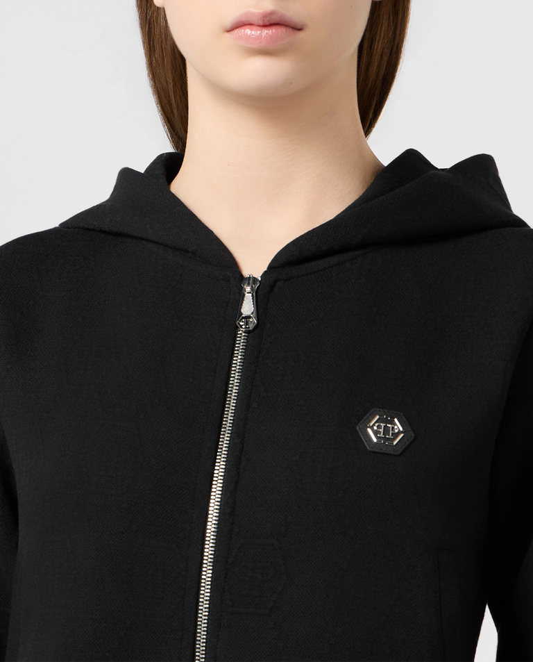 Czarna bluza z żakardowym monogramem - Image #4