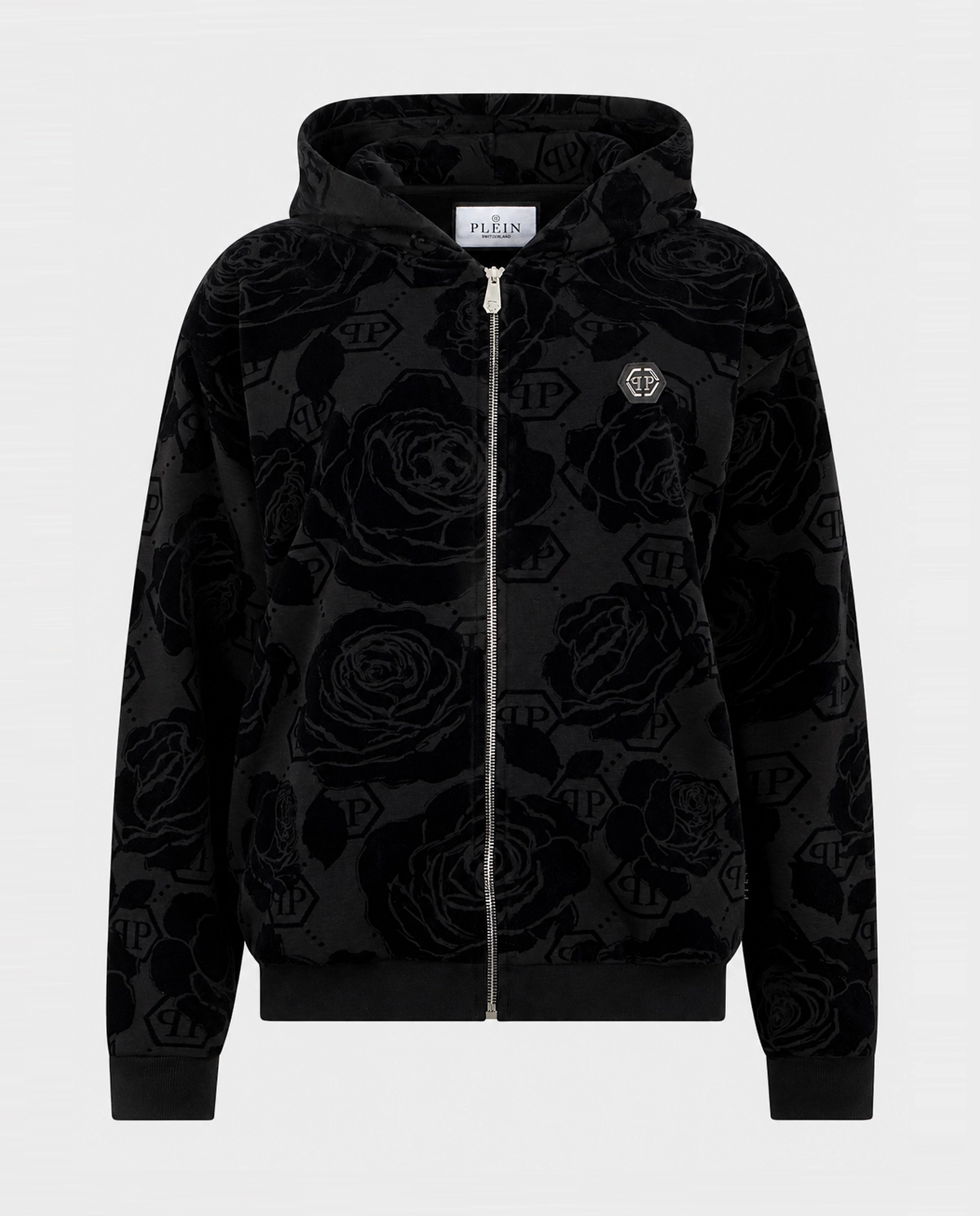 Czarna bluza z kwiatowym monogramem - Image #0