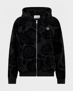 Czarna bluza z kwiatowym monogramem - Image #0