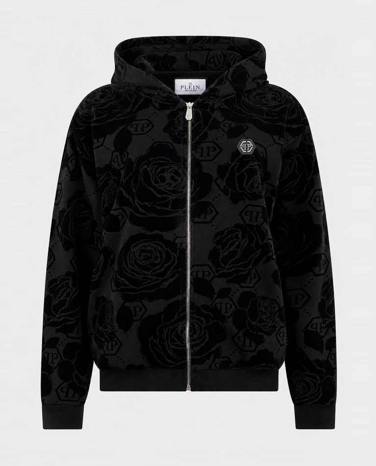 Czarna bluza z kwiatowym monogramem
