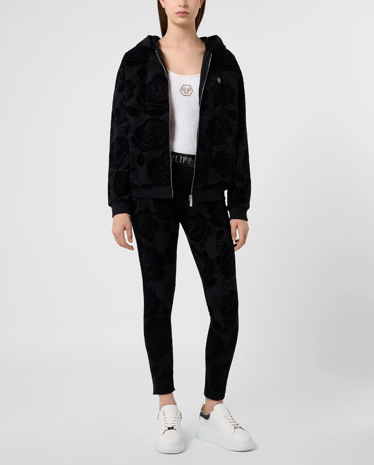 Czarna bluza z kwiatowym monogramem