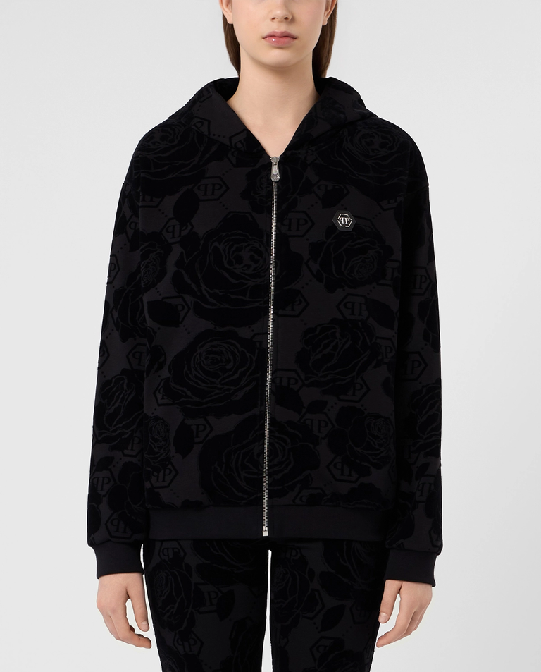 Czarna bluza z kwiatowym monogramem - Image #2