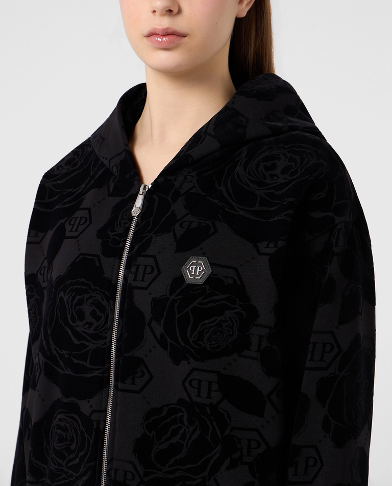 Czarna bluza z kwiatowym monogramem - Image #4