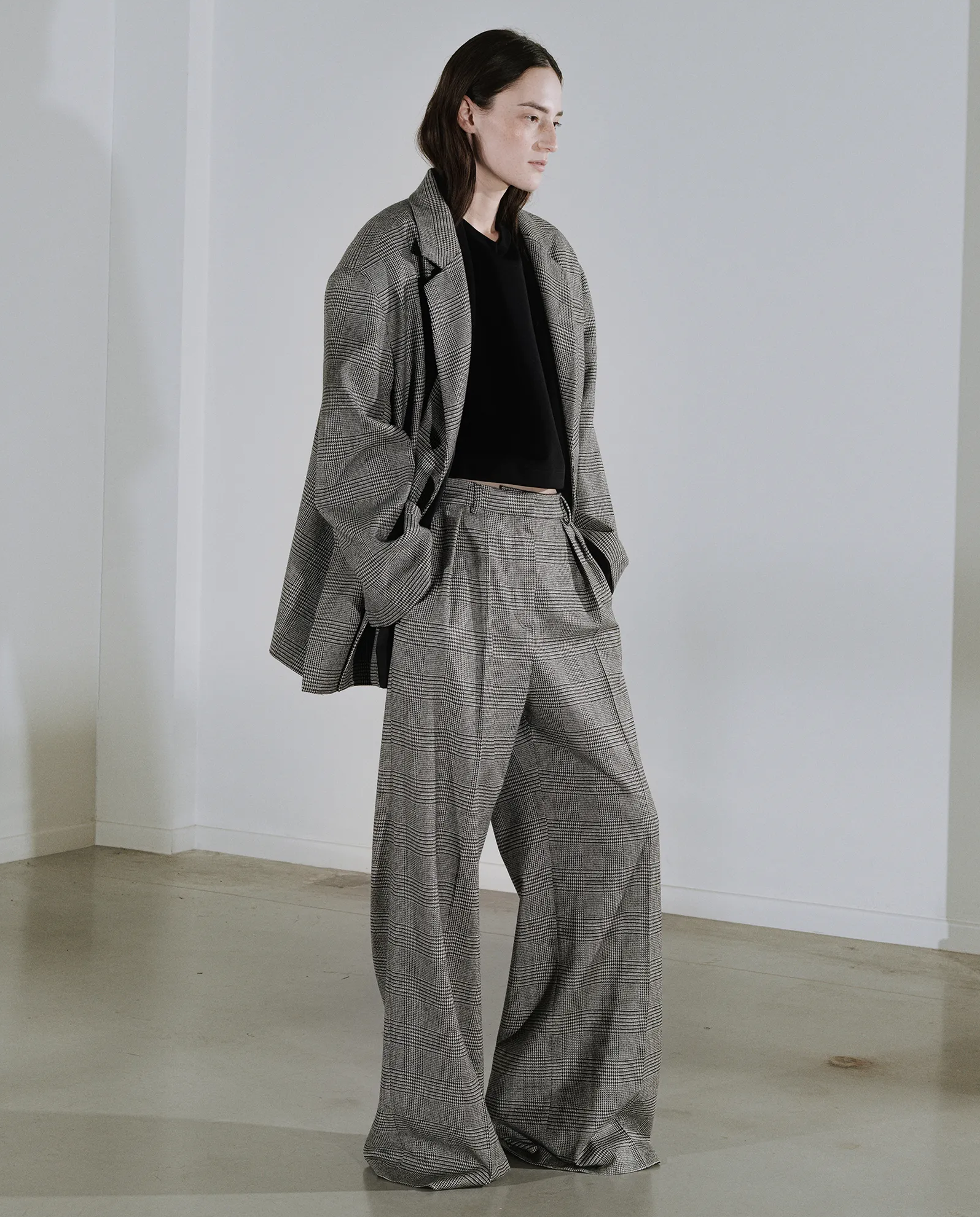 Szara marynarka oversize w kratę Anouk - Image #1