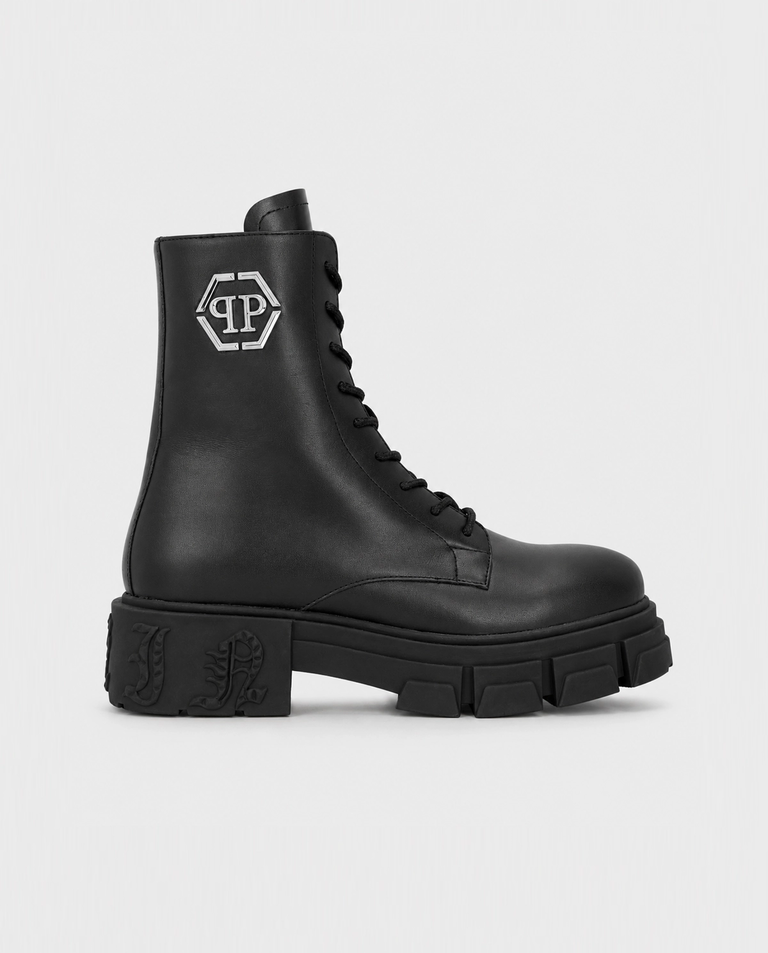 Czarne skórzane botki Gothic Plein
