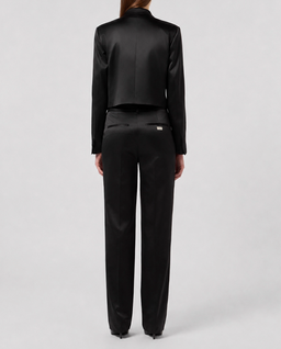 Czarne satynowe spodnie Straight Fit - Image #3