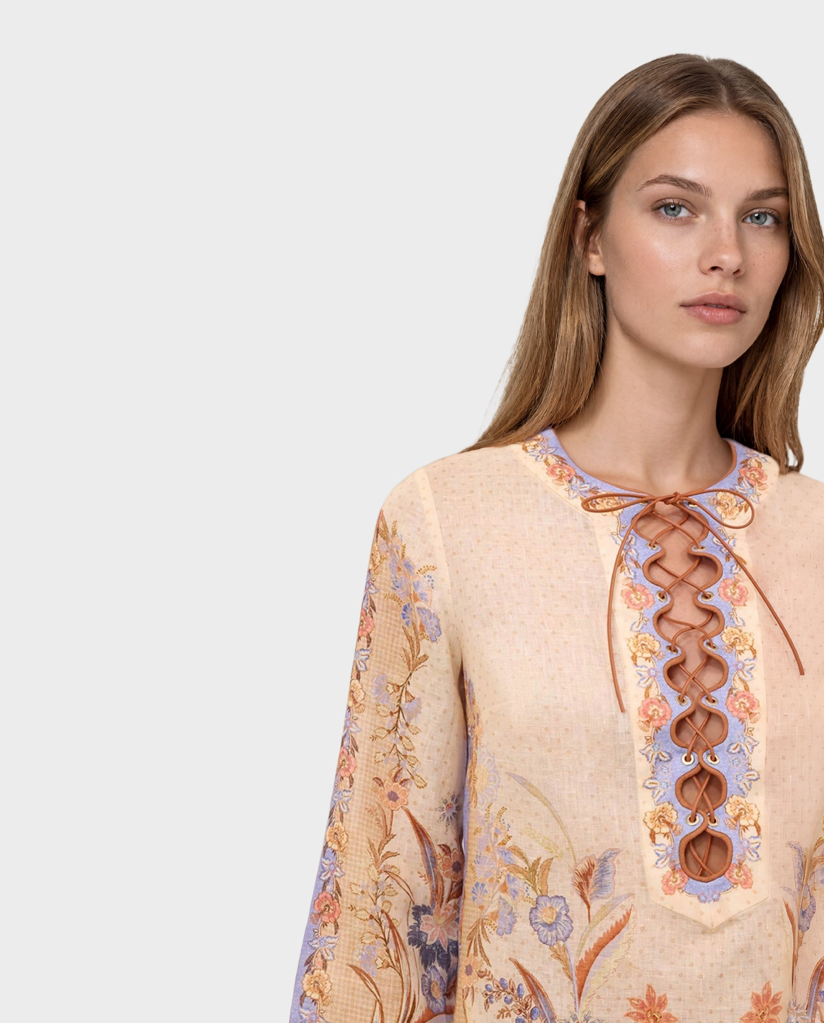 Lniana sukienka w kwiaty Indra Tunic Mini - Image #4