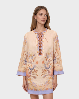 Lniana sukienka w kwiaty Indra Tunic Mini - Image #1