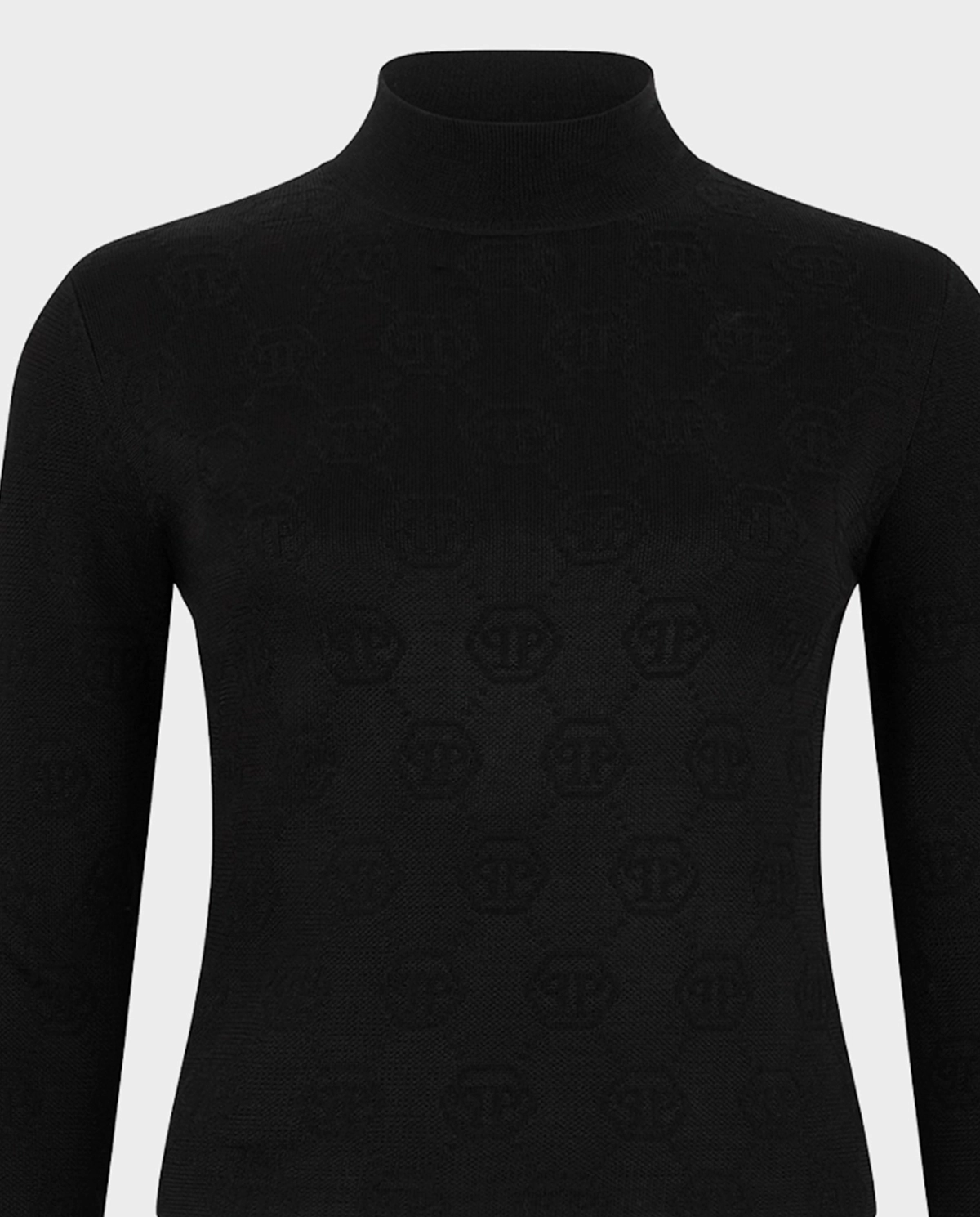 Czarny golf z żakardowym monogramem - Image #1