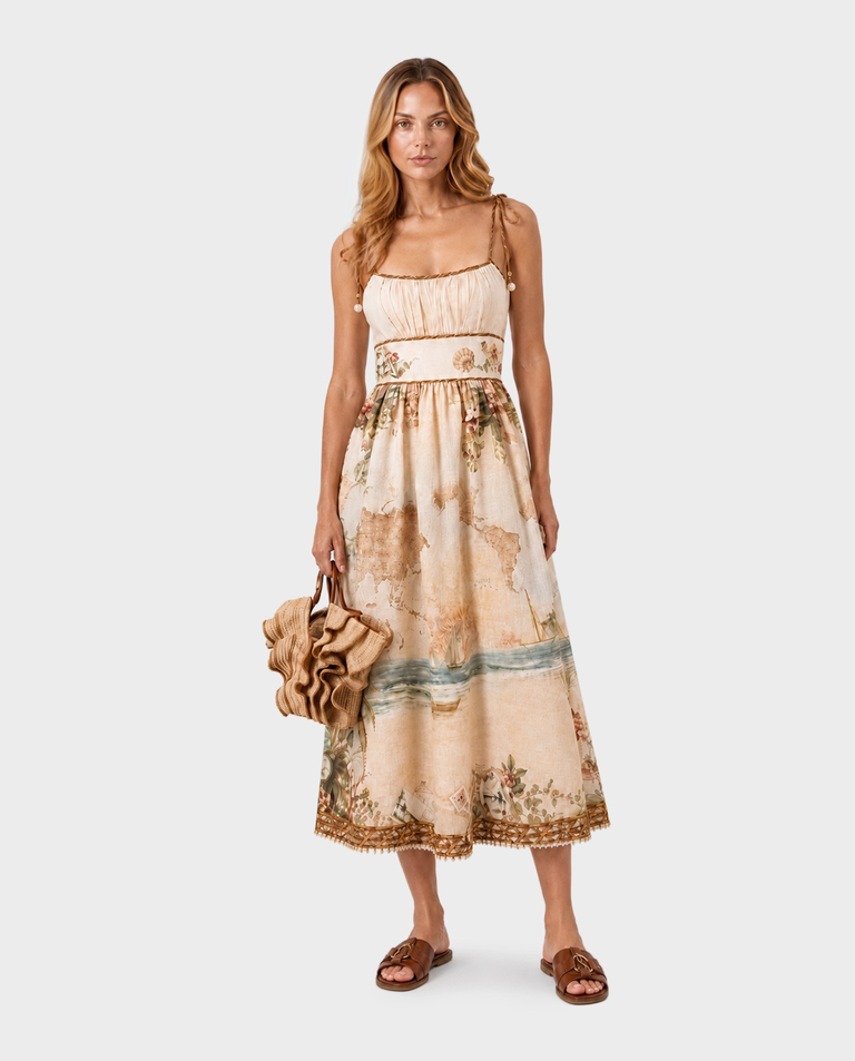 Lniana sukienka  Mahon Picnic Midi