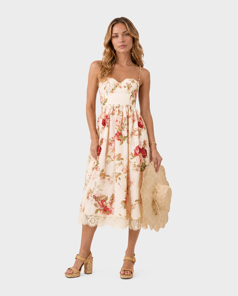 Sukienka w kwiaty Roselight Midi