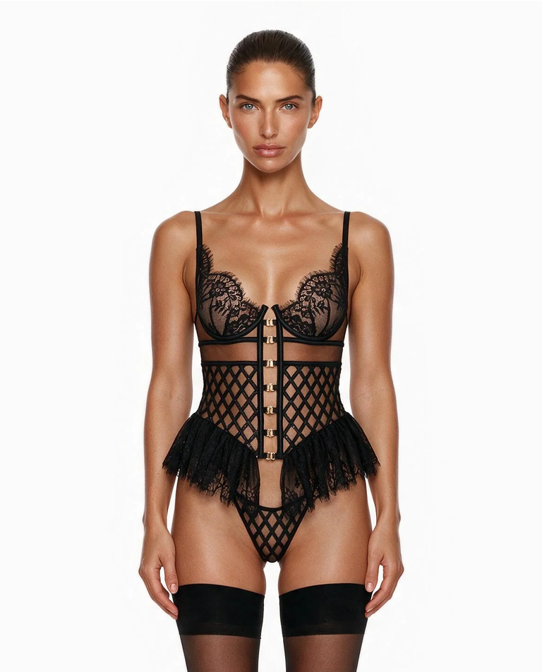 Gorsetowe body z koronką Valentina