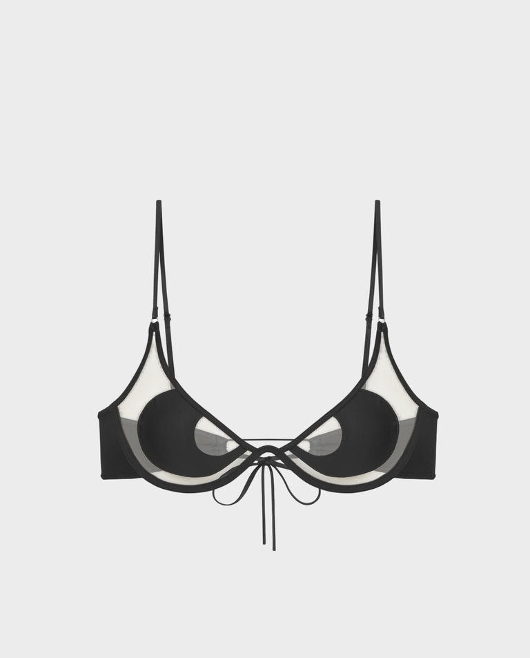 Czarny top od bikini z wycięciami Heartless