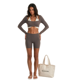 Brązowy top Long Sleeve - Image #2